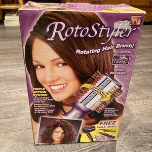 Vtg Rotostyler Rotating Hair Brush Infrared, Shining, Ionic Strips 2 Speed NEW